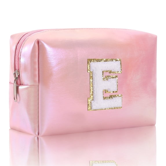 Large Capacity Embroidered Alphabet Cosmetic Organizer Travel Toiletry Storage Clutch Handbag for Women