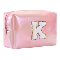 Large Capacity Embroidered Alphabet Cosmetic Organizer Travel Toiletry Storage Pouch Clutch Handbag