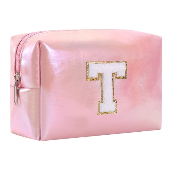 Large Capacity Embroidered Alphabet Makeup Bag for Travel Storage and Toiletry Use - Stylish Clutch Handbag for Cosmetics