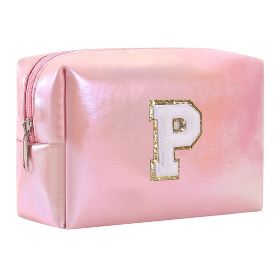 Large Capacity Embroidered Alphabet Cosmetic Organizer Travel Toiletry Storage Pouch Clutch Handbag