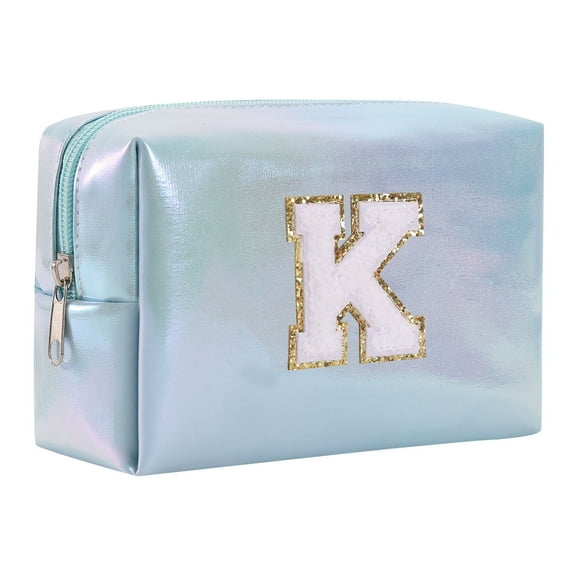 Large Capacity Embroidered Alphabet Cosmetic Organizer Travel Toiletry Storage Pouch Clutch Handbag