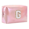 thumbnail image 1 of Large Capacity Embroidered Alphabet Makeup Bag Toiletry Bag Travel Storage Bag Clutch Handbag Cosmetic Bag, 1 of 9
