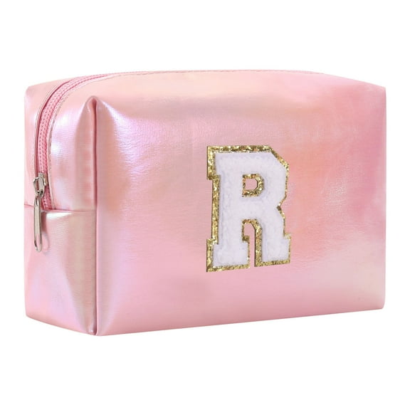 Large Capacity Embroidered Alphabet Makeup Bag Toiletry Bag Travel Storage Bag Clutch Handbag Cosmetic Bag