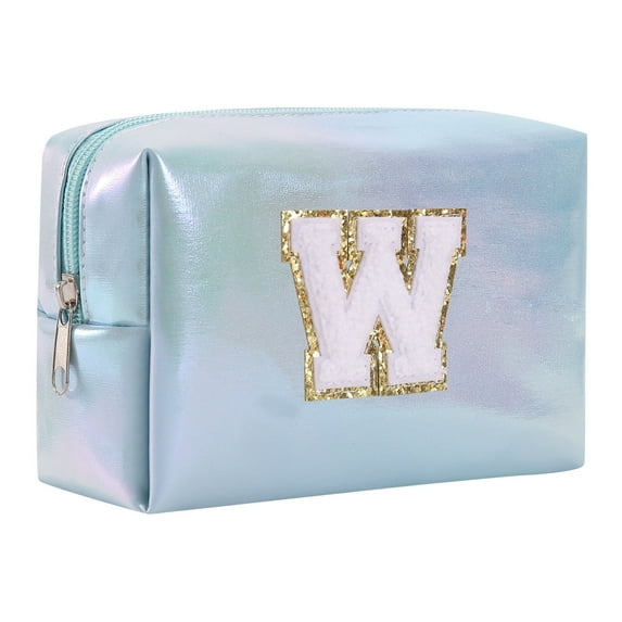Large Capacity Embroidered Alphabet Makeup Bag Toiletry Bag Travel Storage Clutch Handbag Cosmetic Bag for Organizing