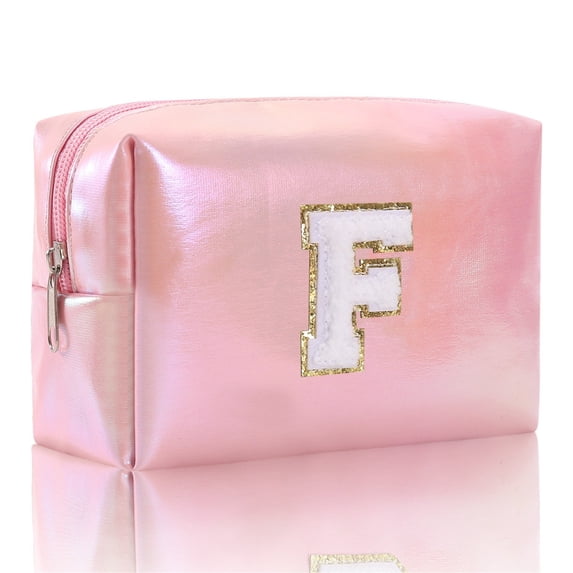 Large Capacity Embroidered Alphabet Makeup Bag Toiletry Bag Travel Storage Bag Clutch Handbag Cosmetic Bag Vanity Case for Girls Hard Makeup Case Large Preppy Shower Stuff Travel Jewelry Organizer