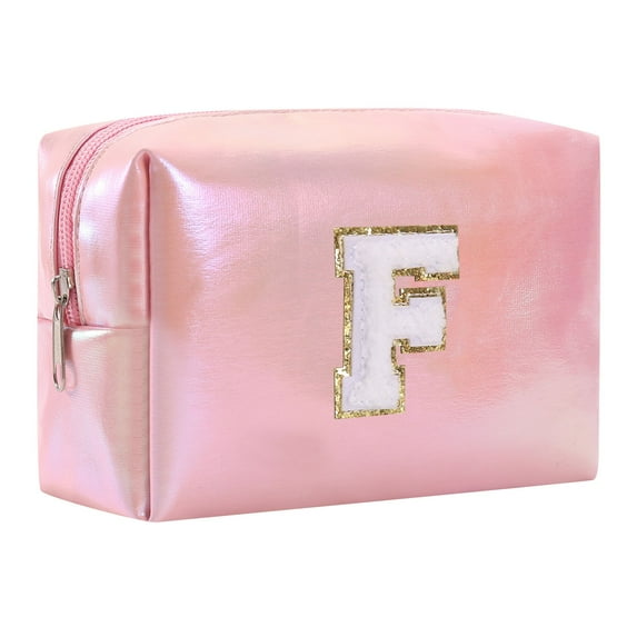 Large Capacity Embroidered Alphabet Makeup Bag Toiletry Bag Travel Storage Bag Clutch Handbag Cosmetic Bag