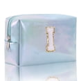 thumbnail image 1 of Large Capacity Embroidered Alphabet Makeup Bag Toiletry Bag Travel Storage Bag Clutch Skin Care Holder Vanity Organizer Rose Pouches for Organization Makeup Travel Case Makeup Tote Organizer Small, 1 of 8