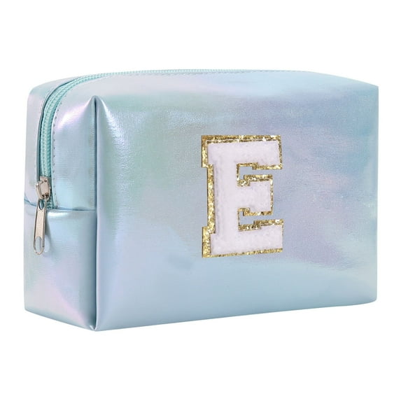 Large Capacity Embroidered Alphabet Makeup Bag Travel Storage Clutch Handbag for Toiletries and Cosmetics
