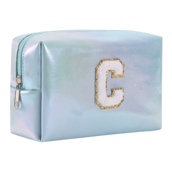 Large Capacity Embroidered Alphabet Makeup Bag for Toiletries Travel Storage Clutch Handbag and Cosmetic