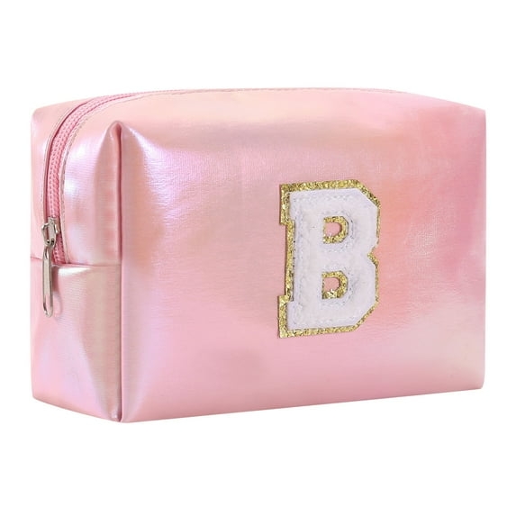 Large Capacity Embroidered Alphabet Makeup Bag for Toiletries Travel Storage and Clutch Use - Versatile Cosmetic Bag for