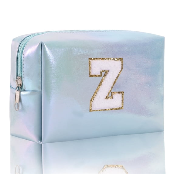 Large Capacity Embroidered Alphabet Makeup Bag Travel Storage Clutch Cosmetic Bag for Organizing Toiletries and