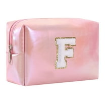 Large Capacity Embroidered Alphabet Makeup Bag for Travel Storage and Toiletry Use - Stylish Clutch Handbag for Cosmetics