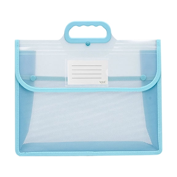 Large Capacity Expandable File Organizer Folder, Portable Transparent Document Holder with Button Closure, Letter Size Storage Bag for Papers Receipts with Label Pocket and Handle