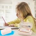 thumbnail image 1 of Large Capacity Expandable Pencil Case with Zipper, Convertible into Travel or Makeup Bag, Washable Canvas, 1 Count, 1 of 7