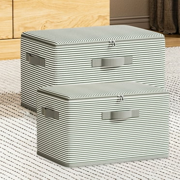 Large Capacity Fabric Drawer Organizer - Green Stackable Storage Box with Lid for Home & Car - Foldable Clothes Toy Accessory Container 38x26x26cm/14.96x10.24x10.24in