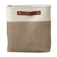 thumbnail image 1 of Large Capacity Fabric Storage Basket - Linen Organizer Box for Bedroom Clothes, Books, Toys, Beige 11x11x11in Foldable Home Storage Solution, 1 of 6