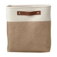 thumbnail image 1 of Large Capacity Fabric Storage Basket - Linen Organizer Box for Bedroom Clothes, Books, Toys, Beige 11x11x11in Foldable Home Storage Solution, 1 of 6