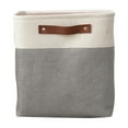 thumbnail image 1 of Large Capacity Fabric Storage Basket - Linen Organizer Box for Bedroom Clothes, Books, Toys, Beige 11x11x11in Foldable Home Storage Solution, 1 of 6