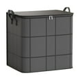thumbnail image 1 of Large Capacity Fabric Storage Bin with Zipper Lid, Grid Pattern Foldable Clothes Storage Bag with Reinforced Handles, Dustproof Storage Organizer for Blankets Clothes Bedding Closet Bedroom, 1 of 8