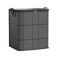 thumbnail image 1 of Large Capacity Fabric Storage Bin with Zipper Lid, Grid Pattern Foldable Clothes Storage Bag with Reinforced Handles, Dustproof Storage Organizer for Blankets Clothes Bedding Closet Bedroom, 1 of 8