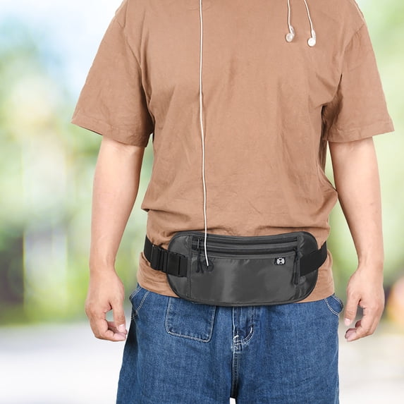 Large Capacity Fanny Pack for Men Women, ZzCityTK Durable Travel Passport Wallet Bag with Adjustable Strap, Lightweight Waist Bag for Running Hiking Cycling Shopping Festivals, Dark Gray