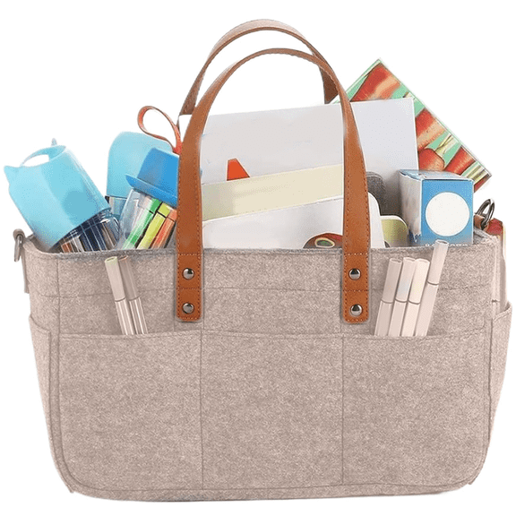 Large-Capacity Felt Storage Bag: Multi-Compartment, Foldable, Handheld & Hangable with External Pockets, for Travel & Outdoor Item Organization