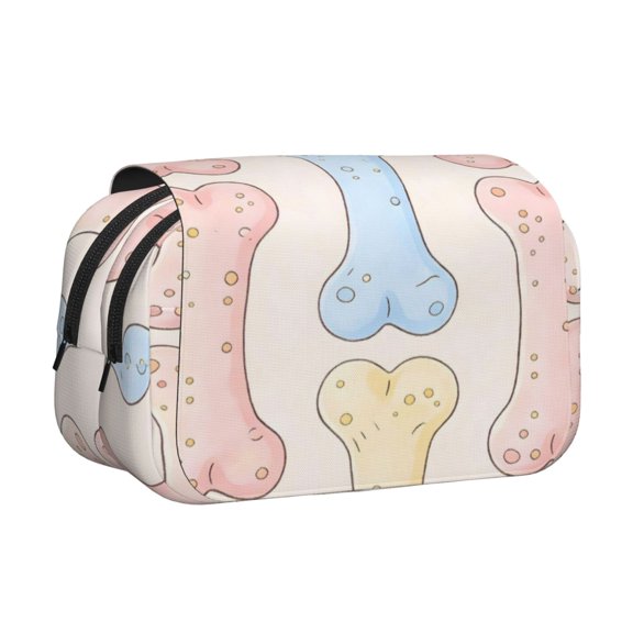 Large-Capacity Flip-Top Double-Layer Pencil Case, Multi-Functional Pocket Pen Case, Durable Stationery Organizer Animal Bones (1)
