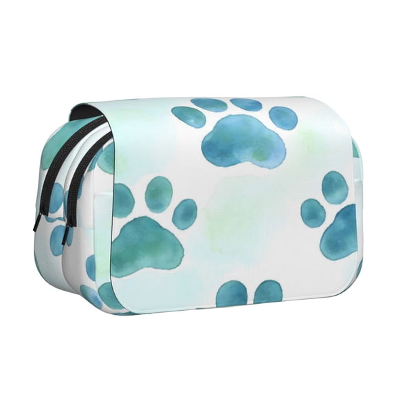 Large-Capacity Flip-Top Double-Layer Pencil Case, Multi-Functional Pocket Pen Case, Durable Stationery Organizer Animal Footprints (36)