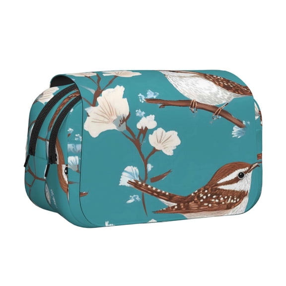 Large-Capacity Flip-Top Double-Layer Pencil Case, Multi-Functional Pocket Pen Case, Durable Stationery Organizer Bird (4)