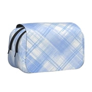 Large-Capacity Flip-Top Double-Layer Pencil Case, Multi-Functional Pocket Pen Case, Durable Stationery Organizer Blueviolet Moroccan Buffalo Plaid Tartan Check Hand-Drawn Sketch_3