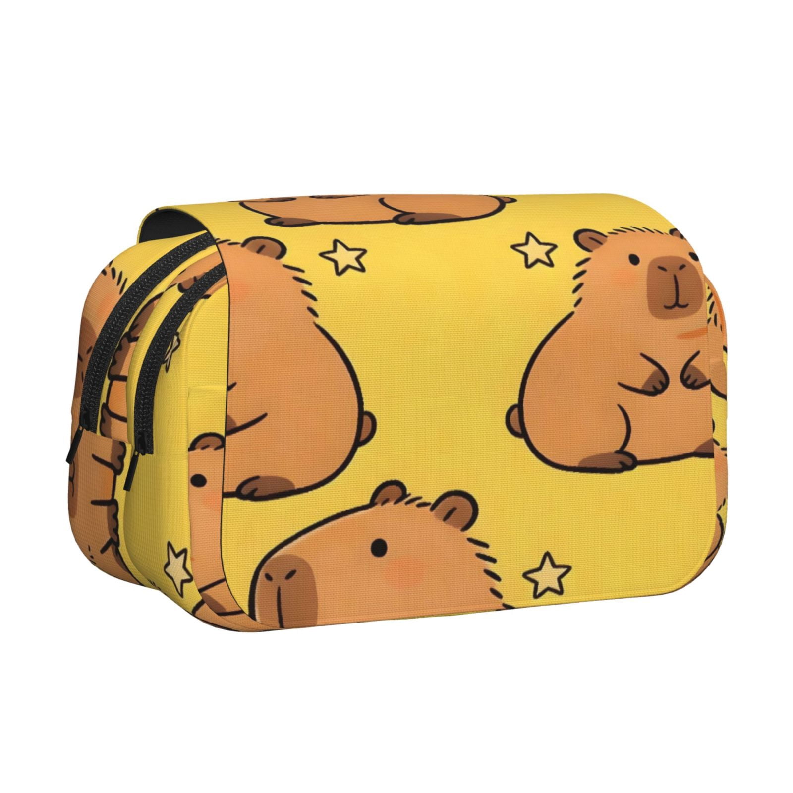 Large-Capacity Flip-Top Double-Layer Pencil Case, Multi-Functional Pocket Pen Case, Durable Stationery Organizer Capybara Star