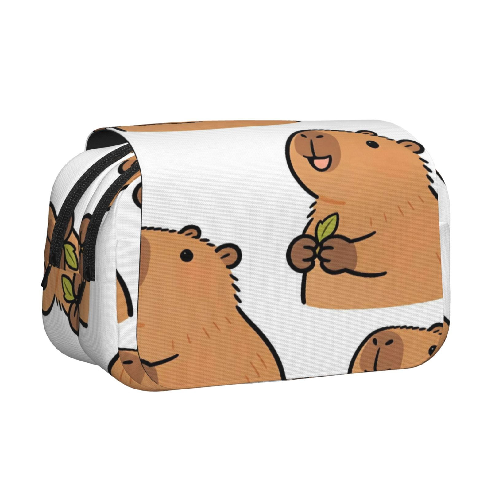 Large-Capacity Flip-Top Double-Layer Pencil Case, Multi-Functional Pocket Pen Case, Durable Stationery Organizer Cartoon Capybara (3)