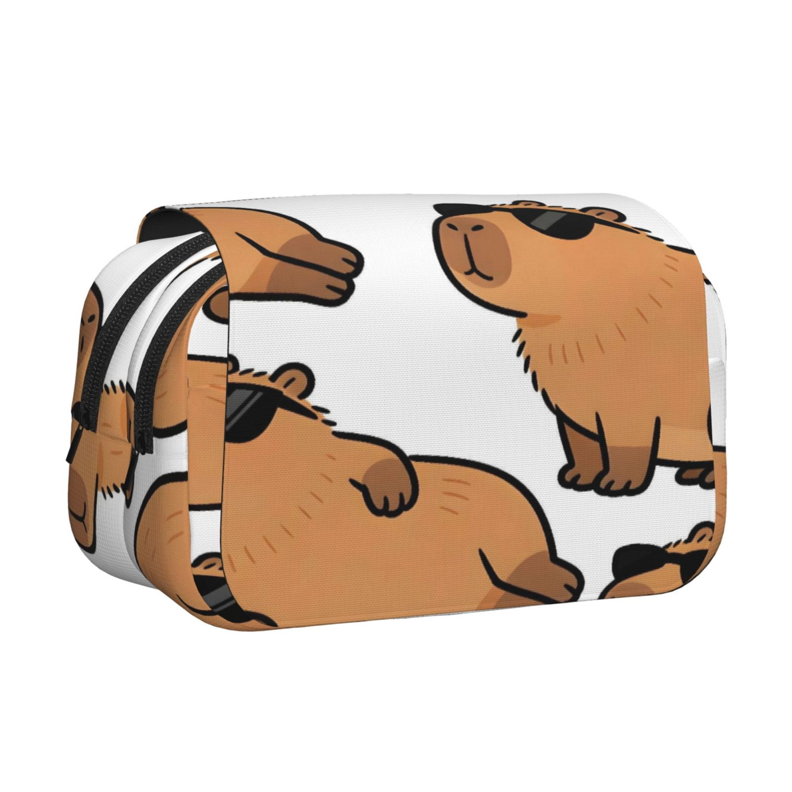 Large-Capacity Flip-Top Double-Layer Pencil Case, Multi-Functional Pocket Pen Case, Durable Stationery Organizer Cartoon Capybara (5)