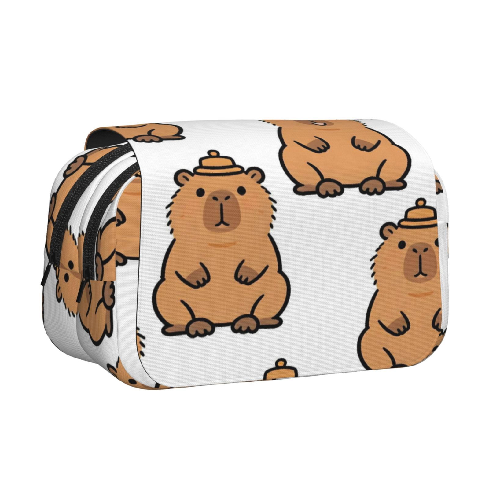 Large-Capacity Flip-Top Double-Layer Pencil Case, Multi-Functional Pocket Pen Case, Durable Stationery Organizer Cartoon Capybara