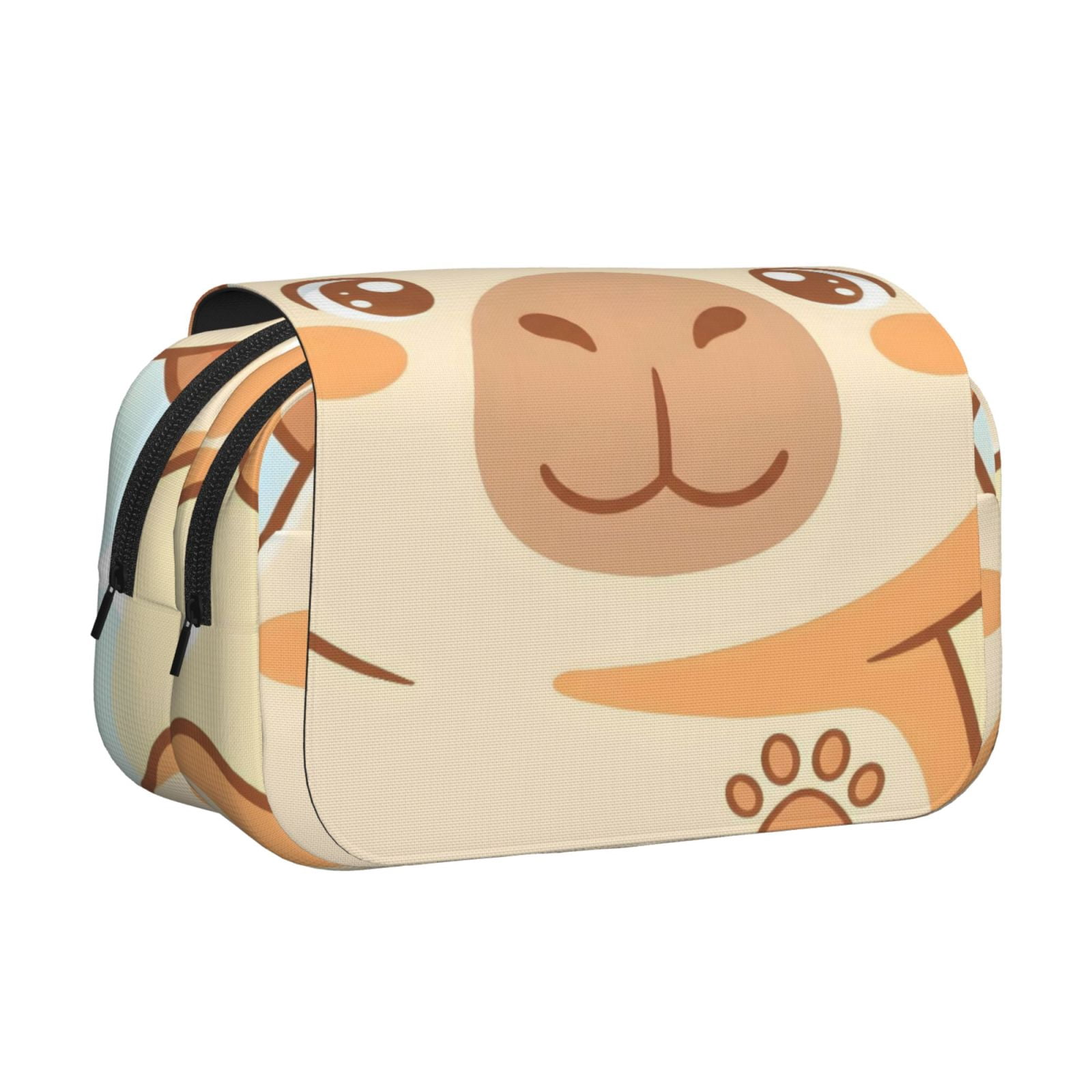 Large-Capacity Flip-Top Double-Layer Pencil Case, Multi-Functional Pocket Pen Case, Durable Stationery Organizer Cute Capybara Design 5