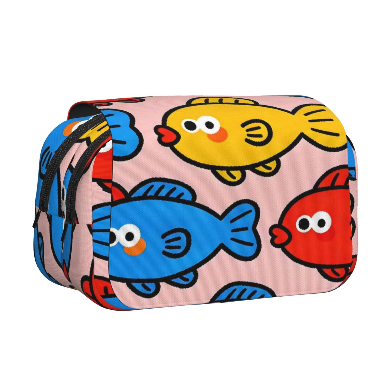Large-Capacity Flip-Top Double-Layer Pencil Case, Multi-Functional Pocket Pen Case, Durable Stationery Organizer Cute Little Fish (7)