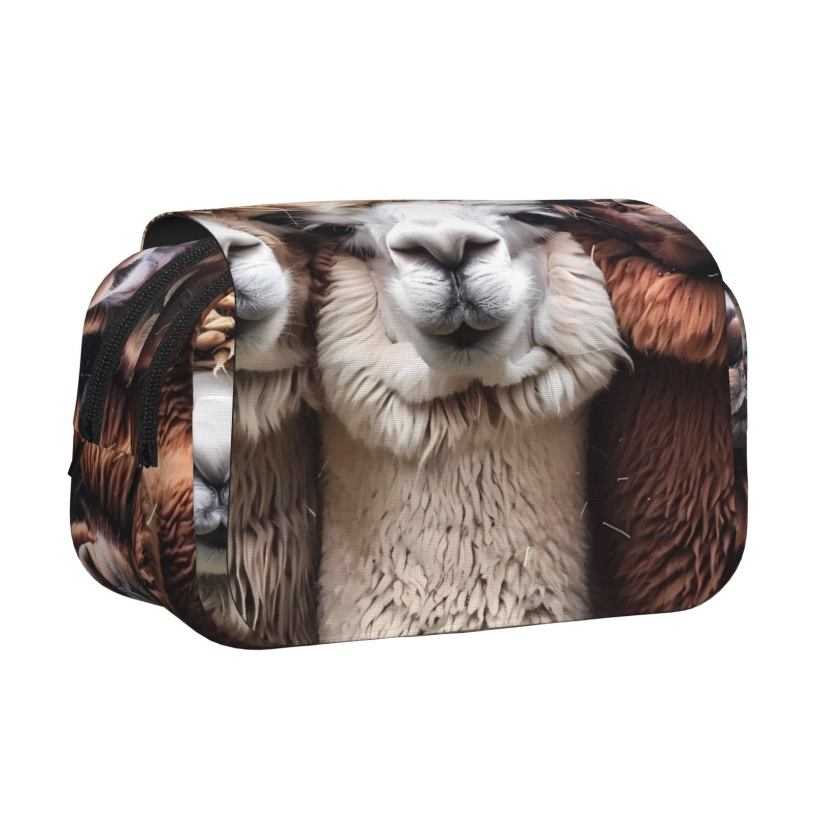 Large-Capacity Flip-Top Double-Layer Pencil Case, Multi-Functional Pocket Pen Case, Durable Stationery Organizer Cute Llamas Alpacas (2)