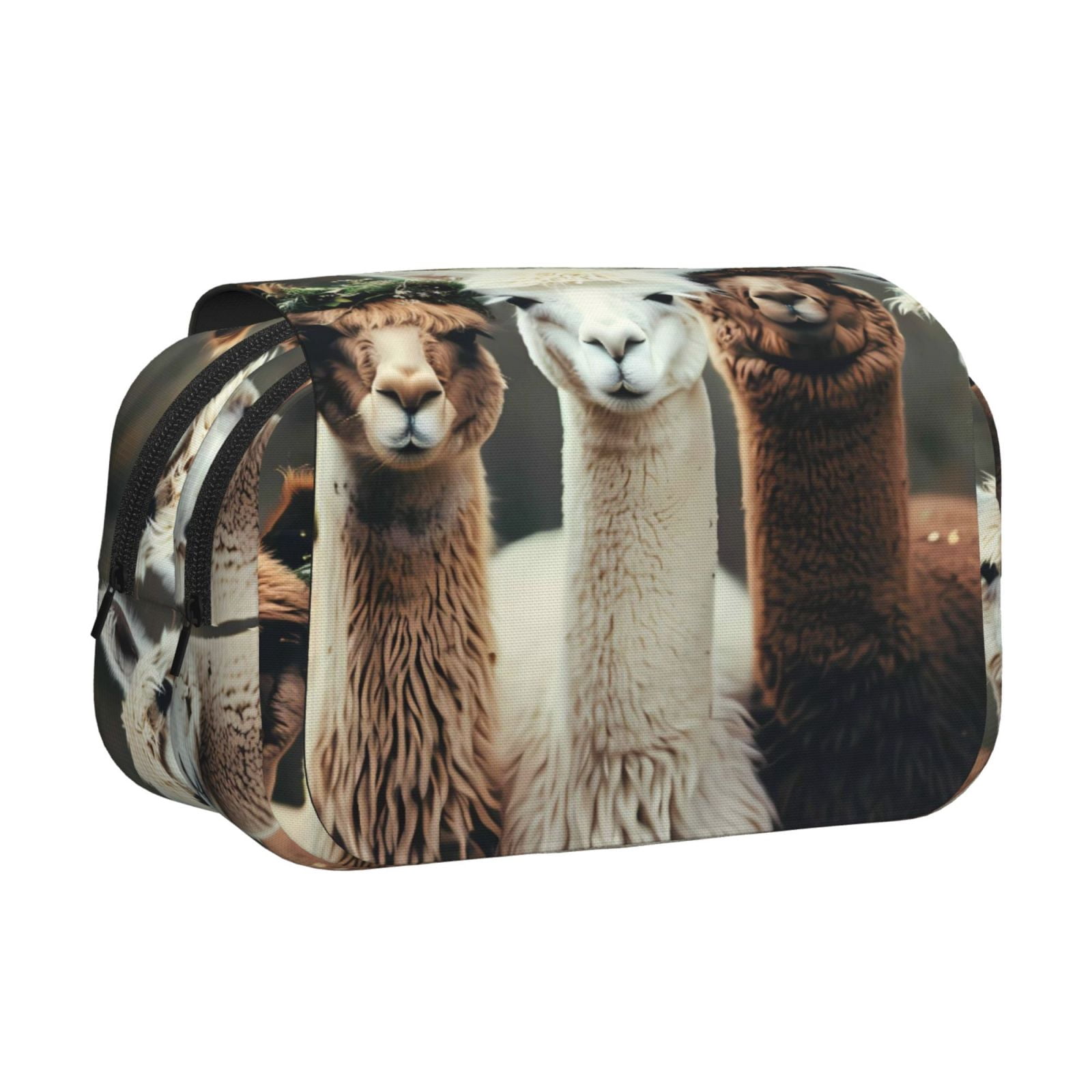 Large-Capacity Flip-Top Double-Layer Pencil Case, Multi-Functional Pocket Pen Case, Durable Stationery Organizer Cute Llamas Alpacas Mysticism (2)