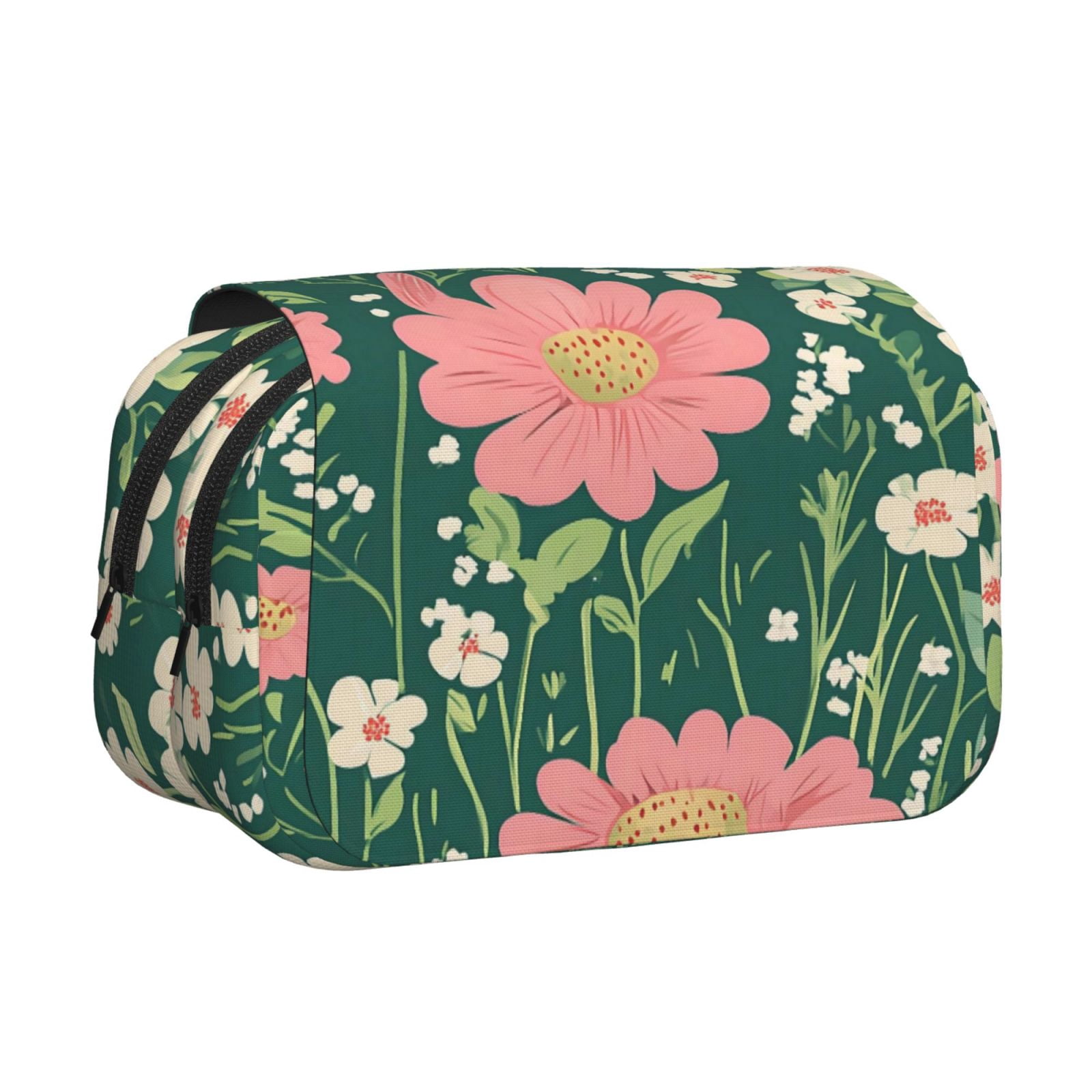Large-Capacity Flip-Top Double-Layer Pencil Case, Multi-Functional Pocket Pen Case, Durable Stationery Organizer Flowers (13)