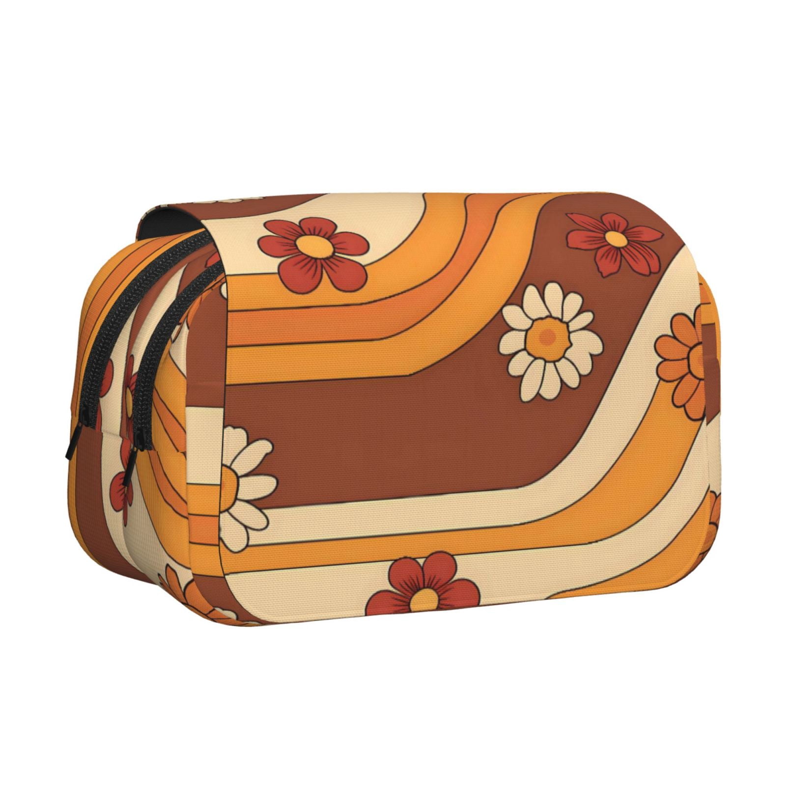 Large-Capacity Flip-Top Double-Layer Pencil Case, Multi-Functional Pocket Pen Case, Durable Stationery Organizer Groovy Flowers (13)