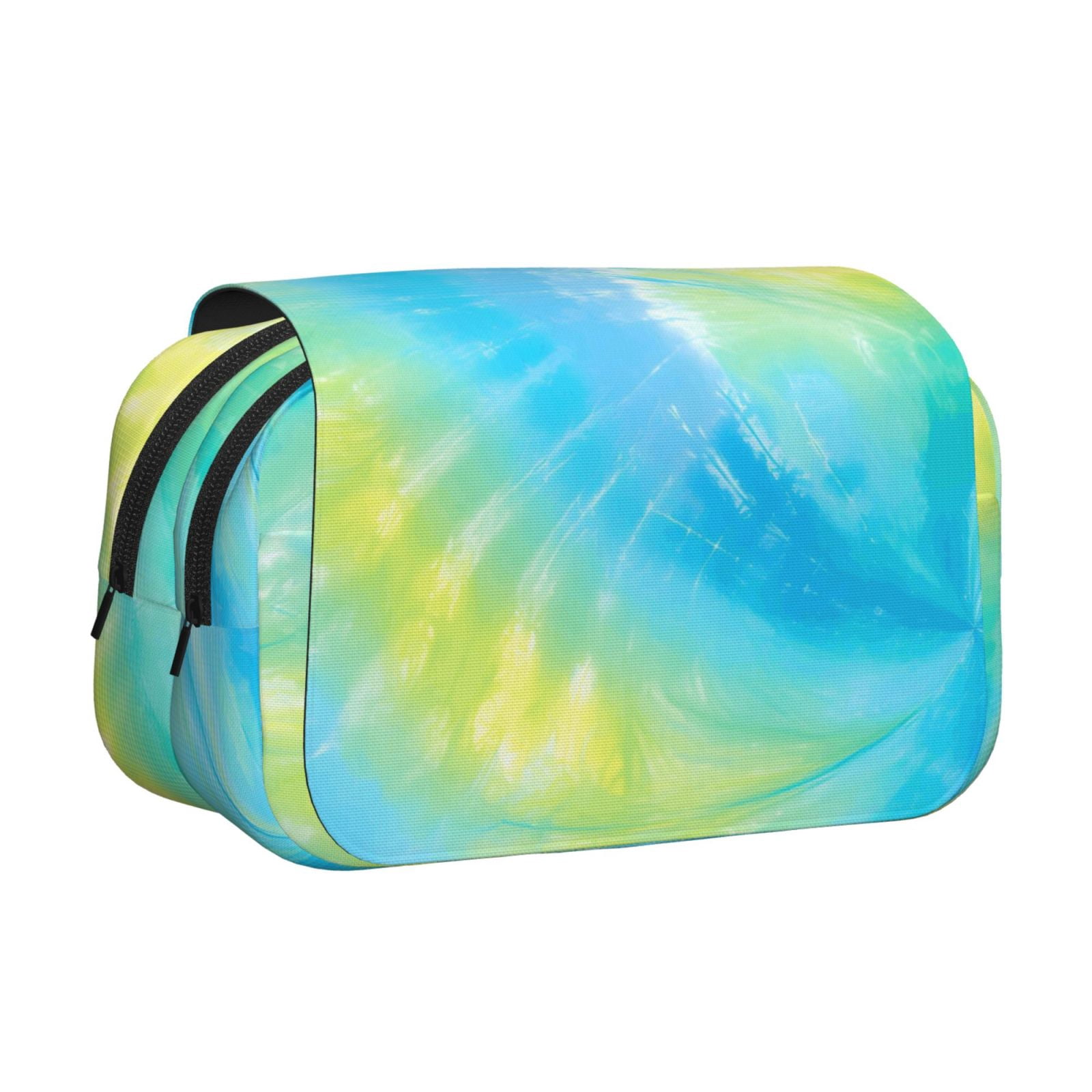 Large-Capacity Flip-Top Double-Layer Pencil Case, Multi-Functional Pocket Pen Case, Durable Stationery Organizer Lightseagreen Tie-Dye Background Vibrant Colors And Swirling (2)