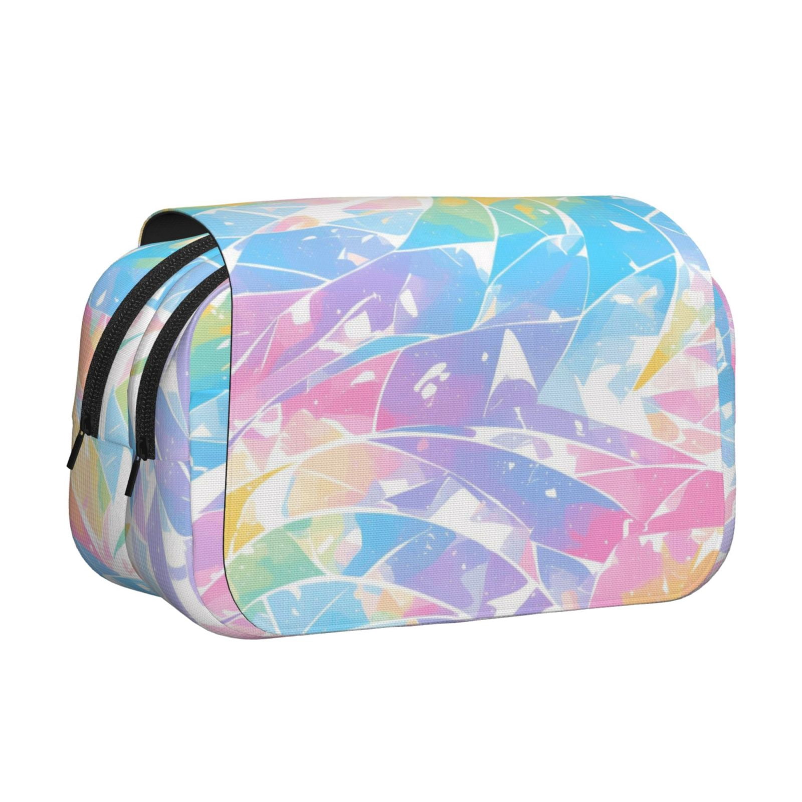 Large-Capacity Flip-Top Double-Layer Pencil Case, Multi-Functional Pocket Pen Case, Durable Stationery Organizer Lightslategray Tie-Dye Background Vibrant Colors And Swirling (4)