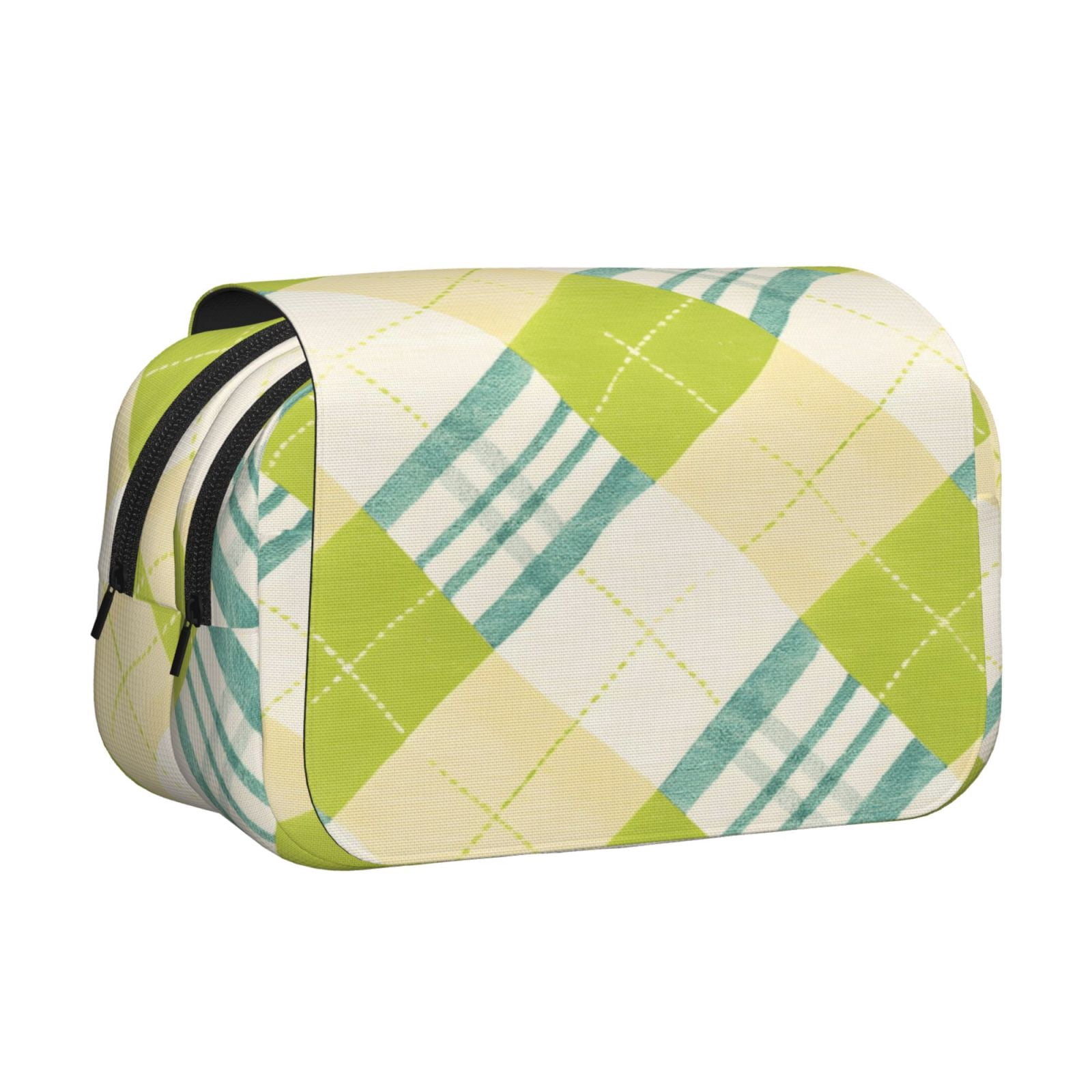Large-Capacity Flip-Top Double-Layer Pencil Case, Multi-Functional Pocket Pen Case, Durable Stationery Organizer Lime Houndstooth Hand-Drawn Sketch_1