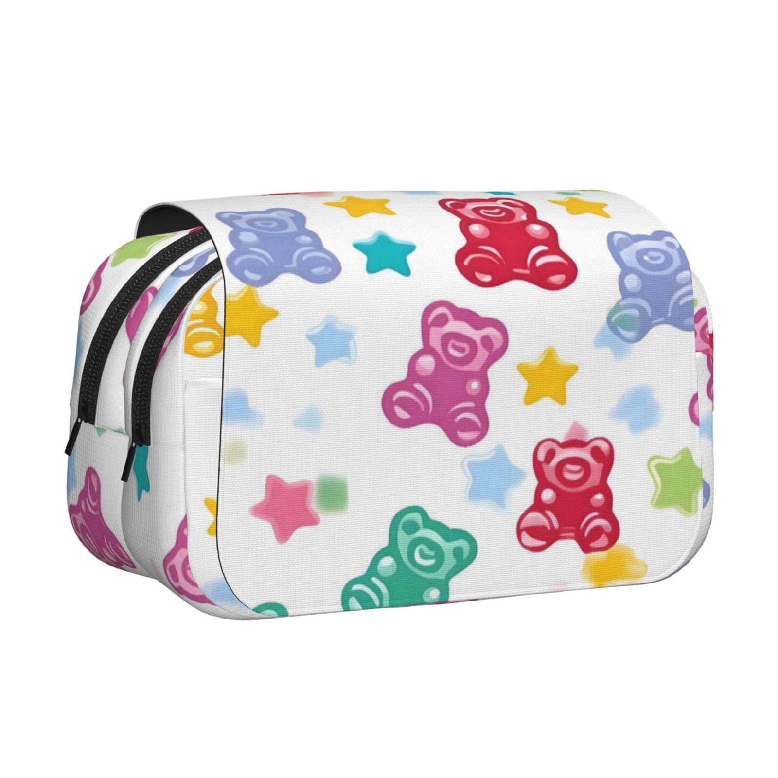Large-Capacity Flip-Top Double-Layer Pencil Case, Multi-Functional Pocket Pen Case, Durable Stationery Organizer Little Bear Gummy Bears