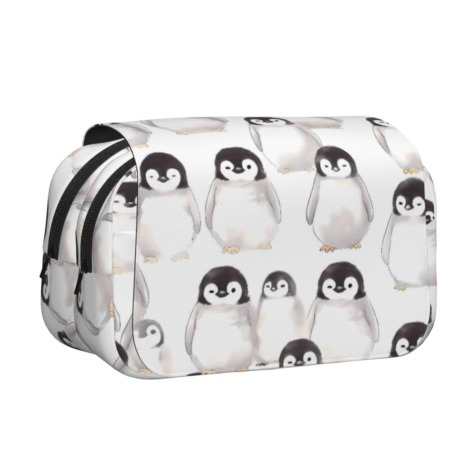 Large-Capacity Flip-Top Double-Layer Pencil Case, Multi-Functional Pocket Pen Case, Durable Stationery Organizer Little Penguin