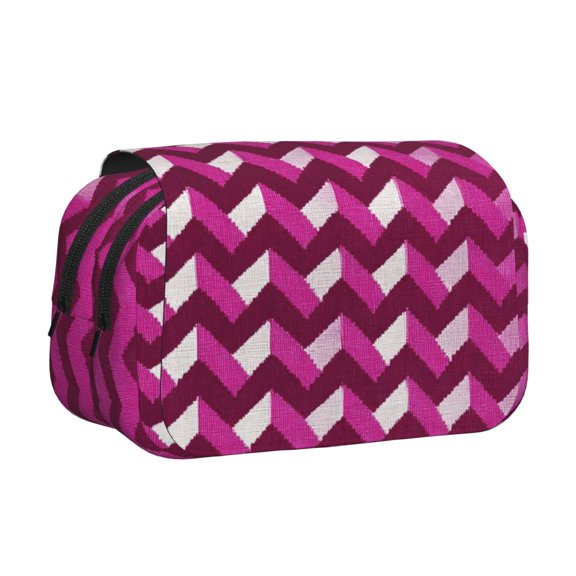 Large-Capacity Flip-Top Double-Layer Pencil Case, Multi-Functional Pocket Pen Case, Durable Stationery Organizer Magenta Houndstooth_2