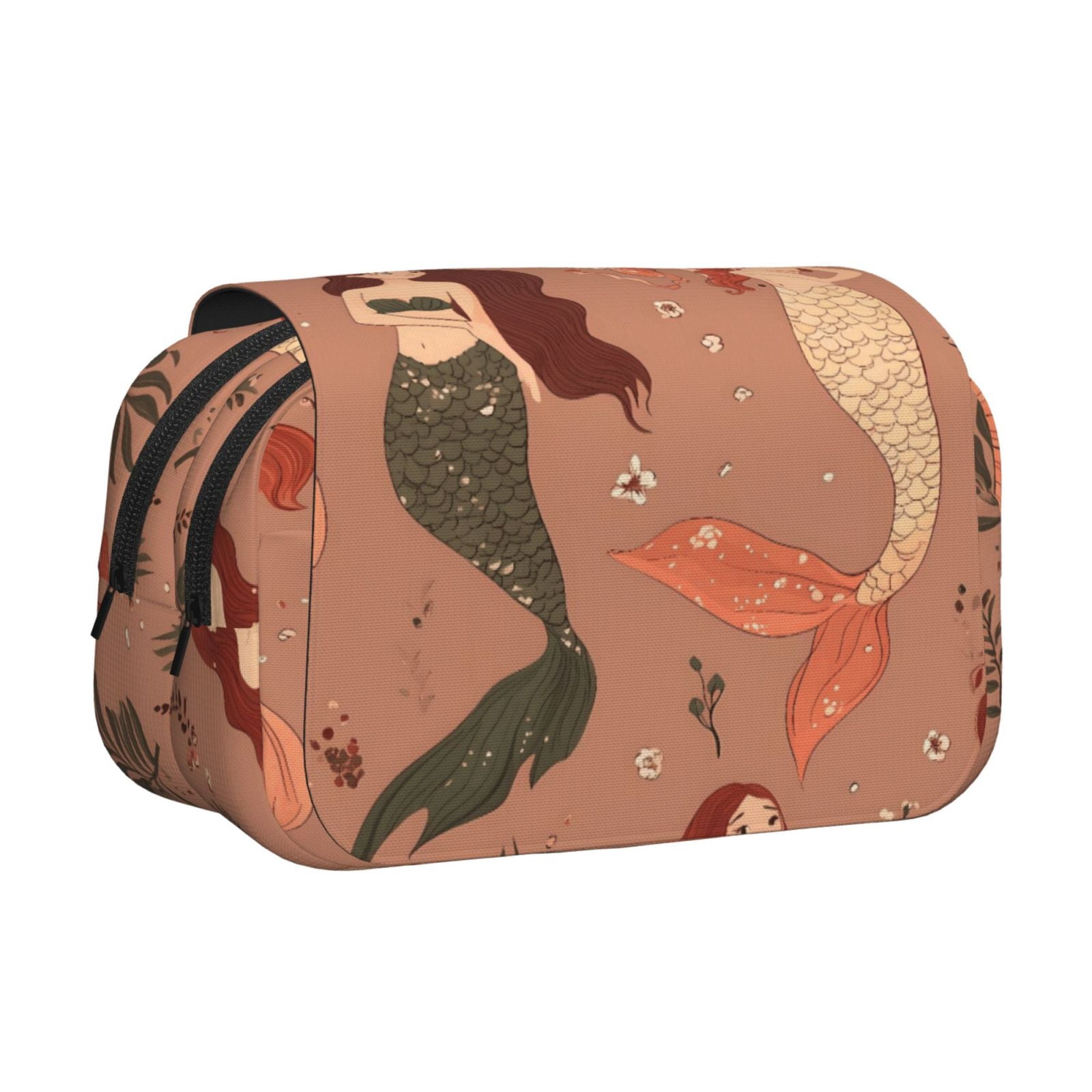 Large-Capacity Flip-Top Double-Layer Pencil Case, Multi-Functional Pocket Pen Case, Durable Stationery Organizer Mermaid