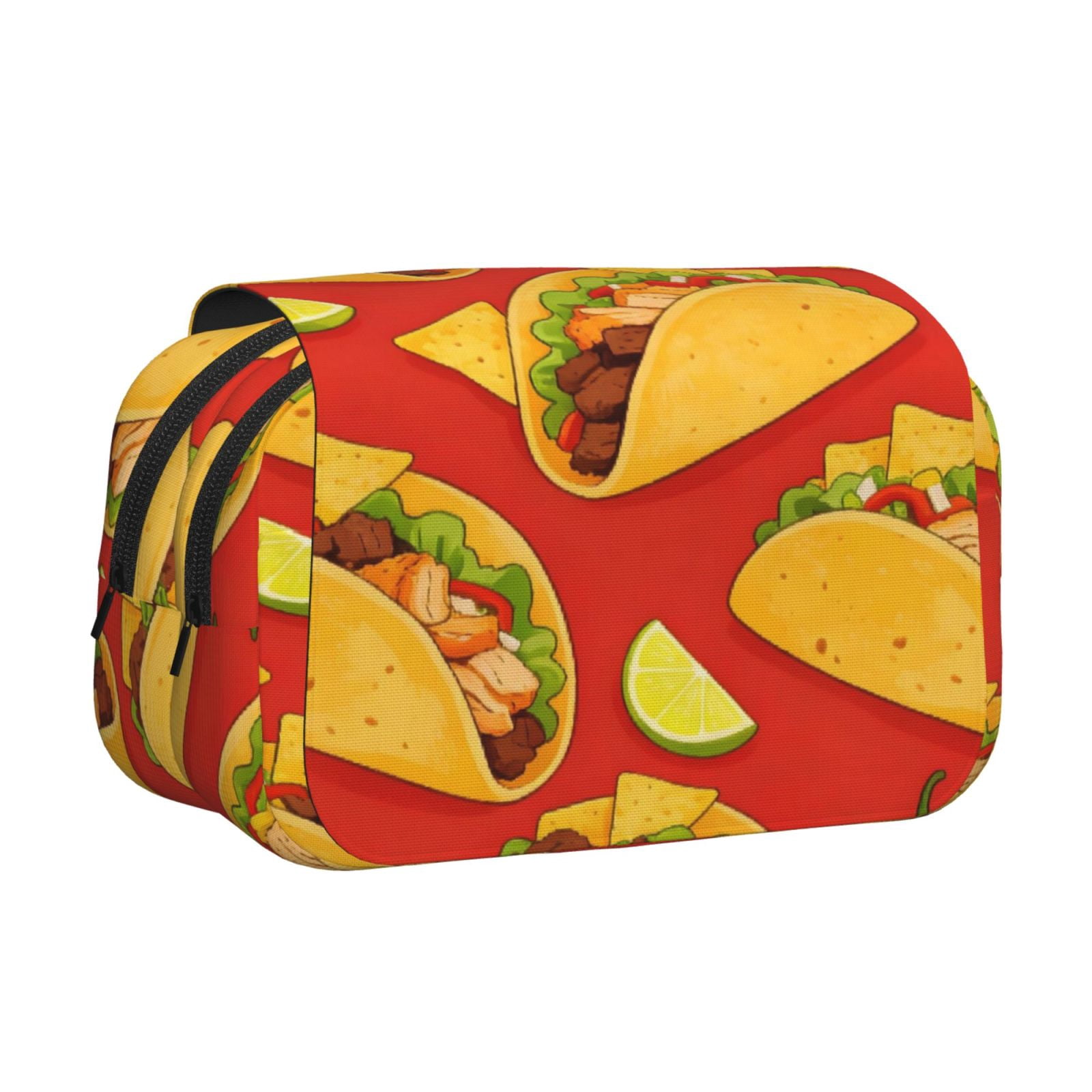 Large-Capacity Flip-Top Double-Layer Pencil Case, Multi-Functional Pocket Pen Case, Durable Stationery Organizer Mexico'S Cinco De Mayo Taco (7)