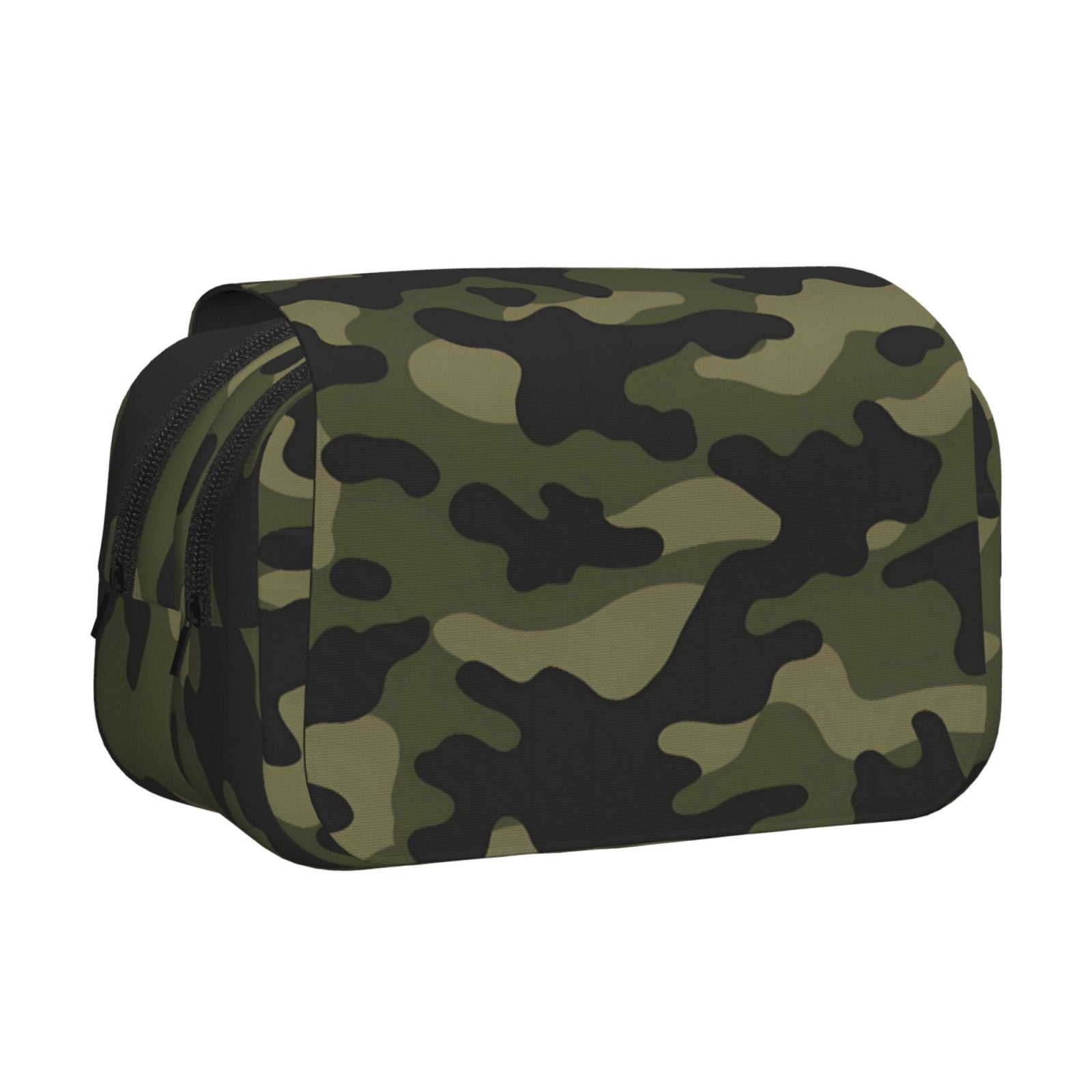 Large-Capacity Flip-Top Double-Layer Pencil Case, Multi-Functional Pocket Pen Case, Durable Stationery Organizer Military Green Camouflage