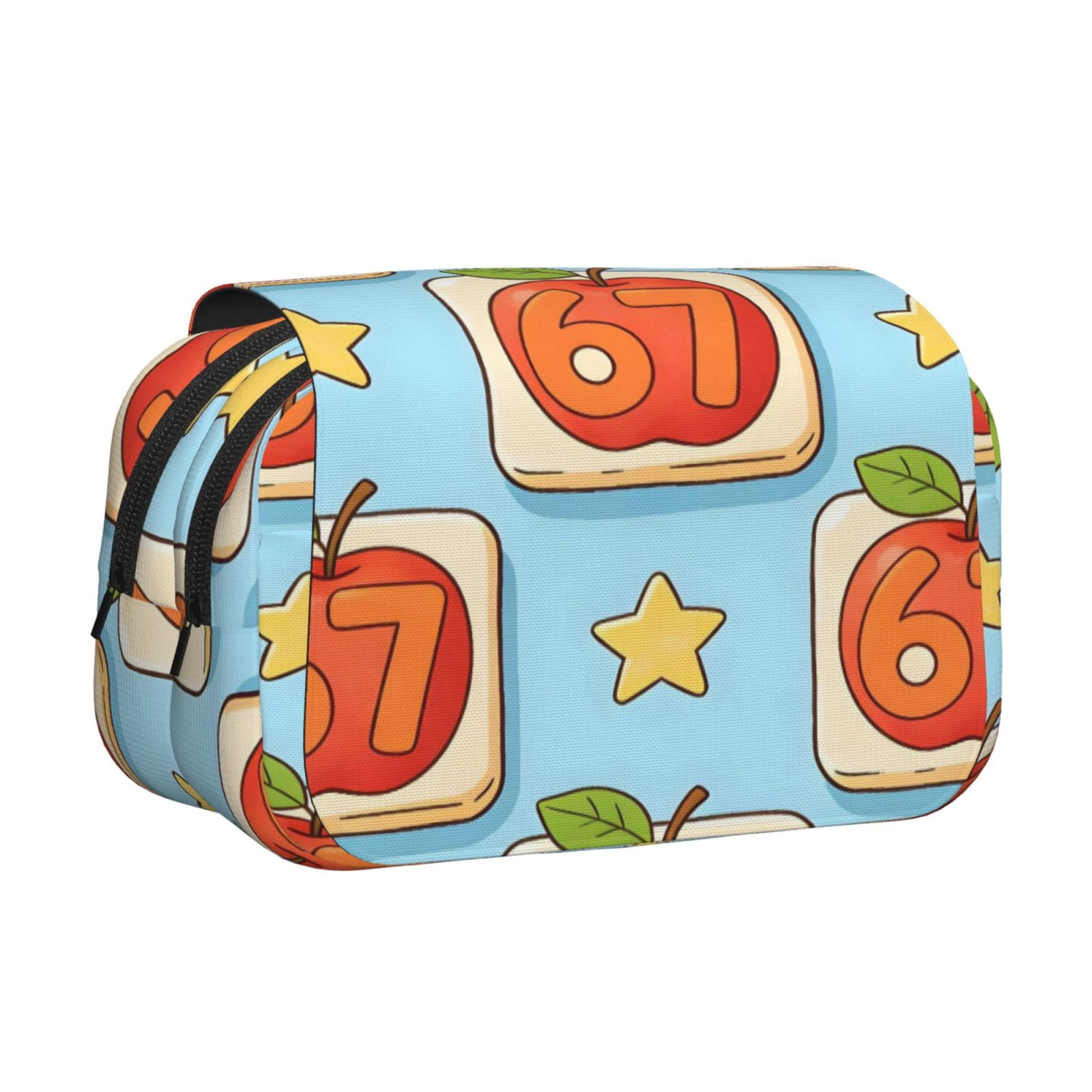 Large-Capacity Flip-Top Double-Layer Pencil Case, Multi-Functional Pocket Pen Case, Durable Stationery Organizer Number 67 Apple Star